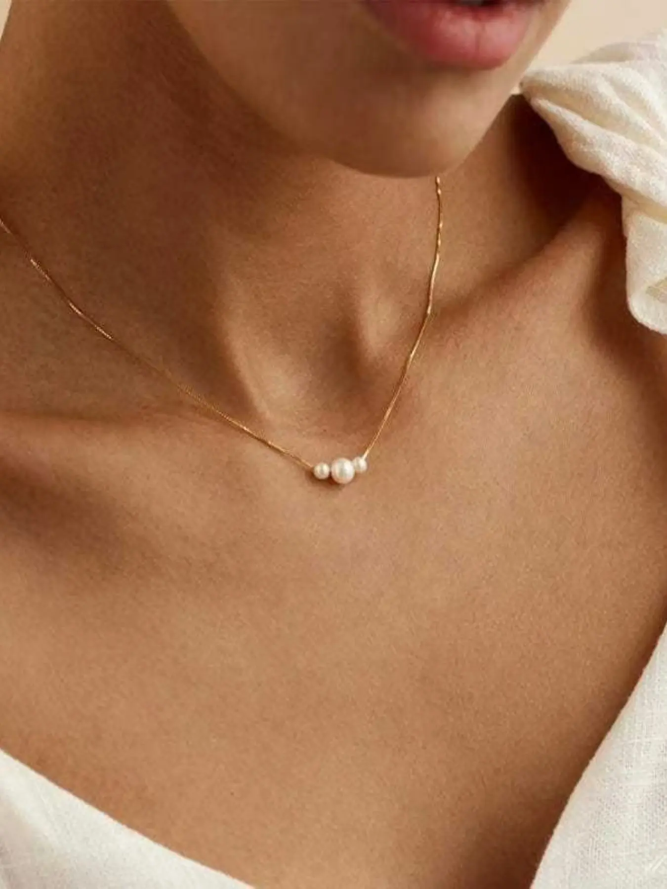 Dainty Triple Pearl Choker, Minimalist Layering Necklace for Women, Elegant Bridal Jewelry Gift, Perfect for Special Occasions