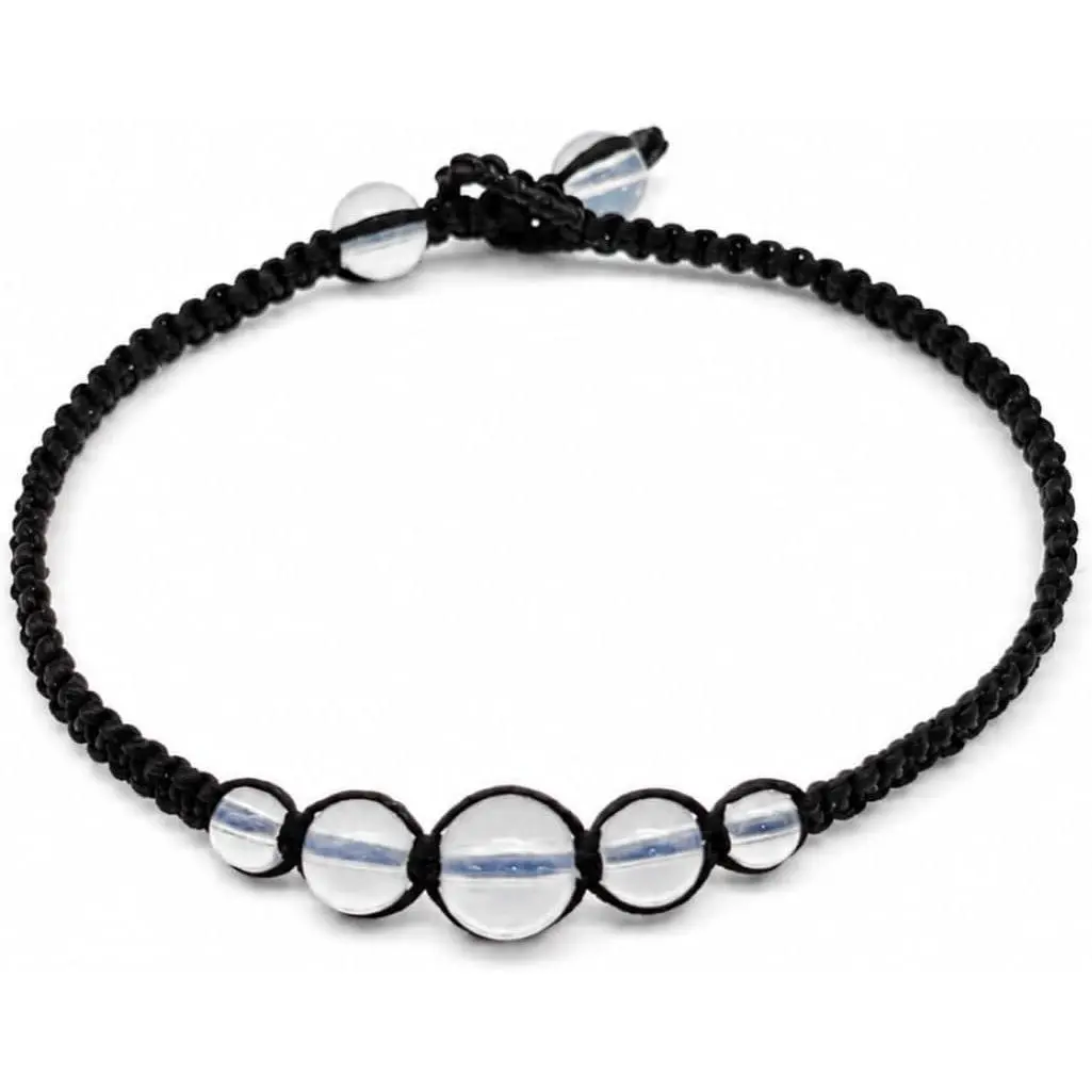 CCBFY Opal Moonstone Anklet, Braided Woven Wax Cord Anklet with Adjustable Strap for Women and Men
