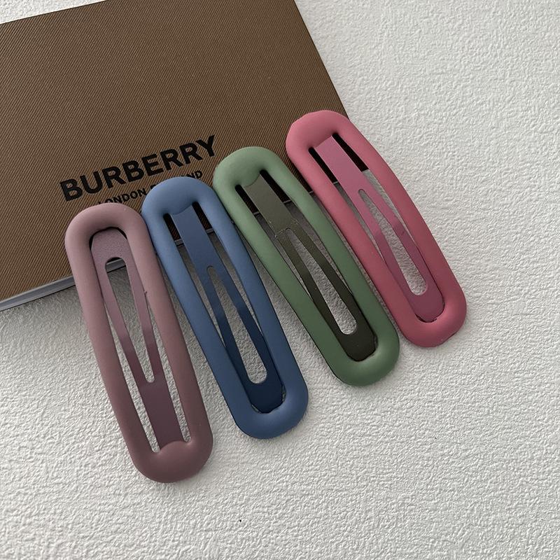 Matte Dusty Pink BB Hair Clip, Minimalist Snap Hairpin for Women Daily Wear