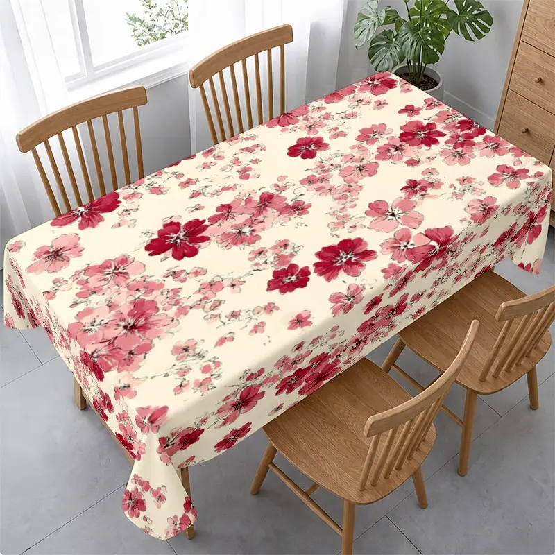 Cherry Blossom Floral Tablecloth, Soft Spring Flower Design, Romantic Aesthetic for Dining Tables, Cozy Home Atmosphere