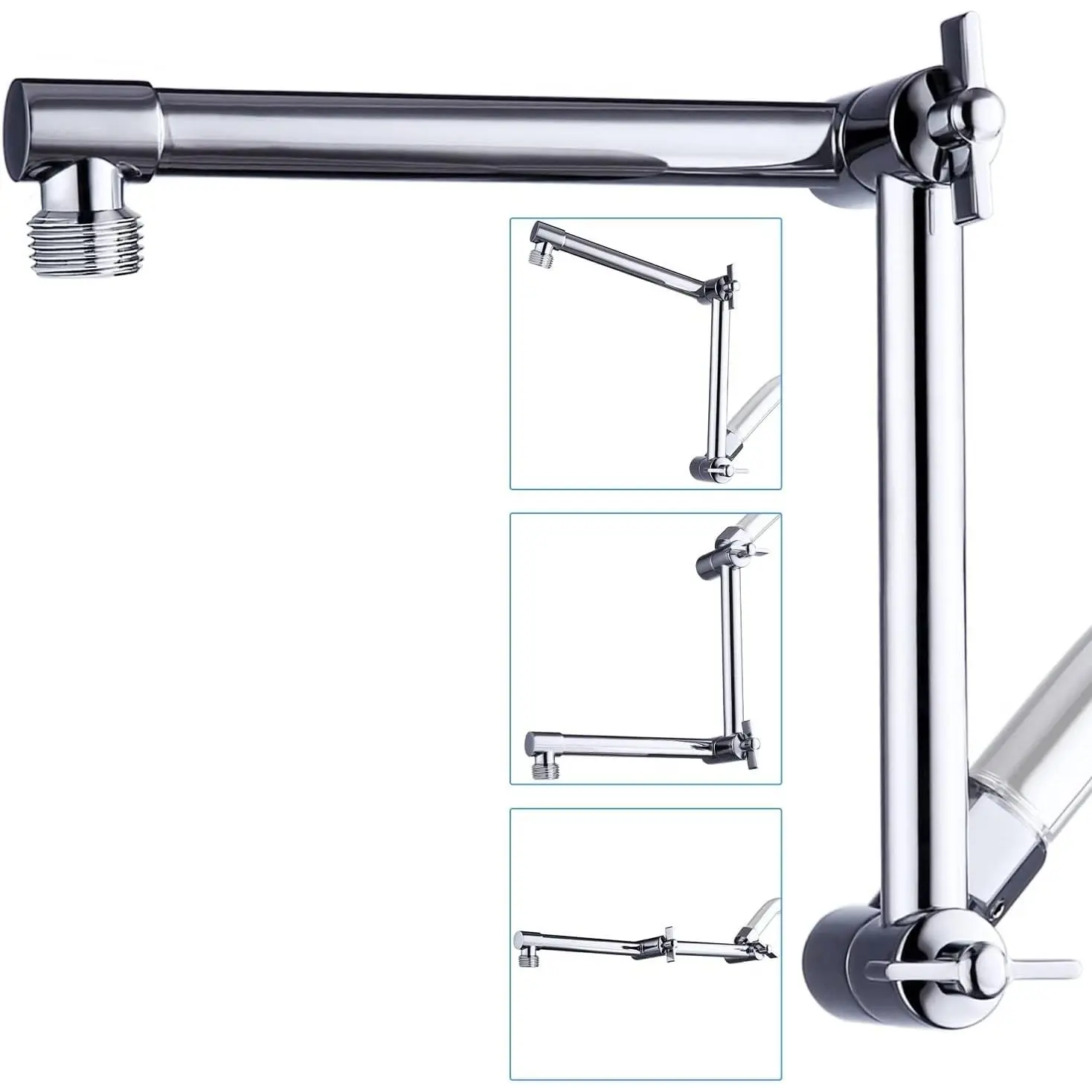13 Inch Solid Brass Shower  Extension Arm (Chrome) | Rise or Lower Shower ,  Metal, Height & Angle Adjustable Extender, Firmly Secure Shower , Easy Install