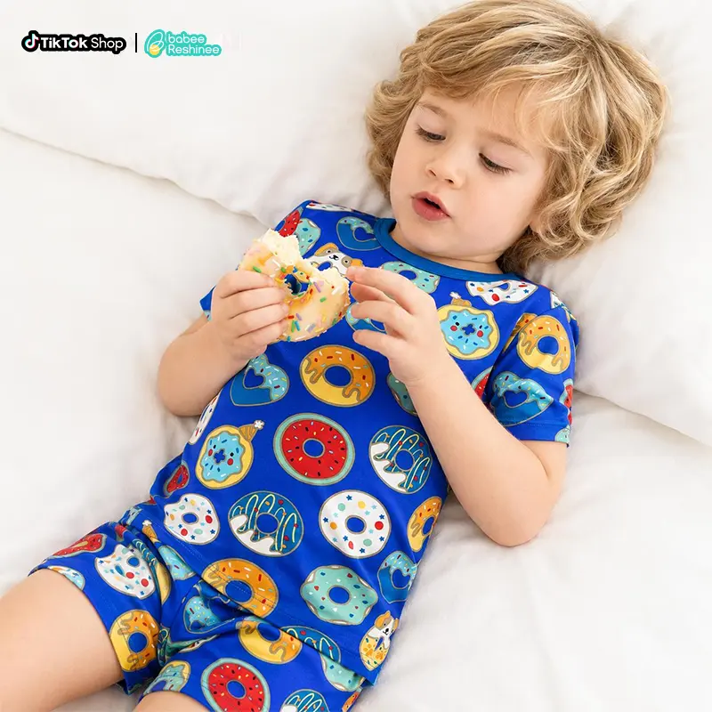 babee Reshinee Kids' Halloween Matching Pajama Sets, Short-Sleeve Bamboo Viscose with Fun Prints, Ultra Soft & Stretchy for Toddlers 12M-8Y, Thanksgiving