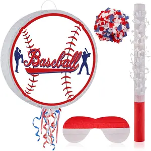 Baseball Piñata for Birthday Party Softball Piñata with Stick, Blindfold, Confetti for Adults Birthday Baby Shower Sports Party Supplies