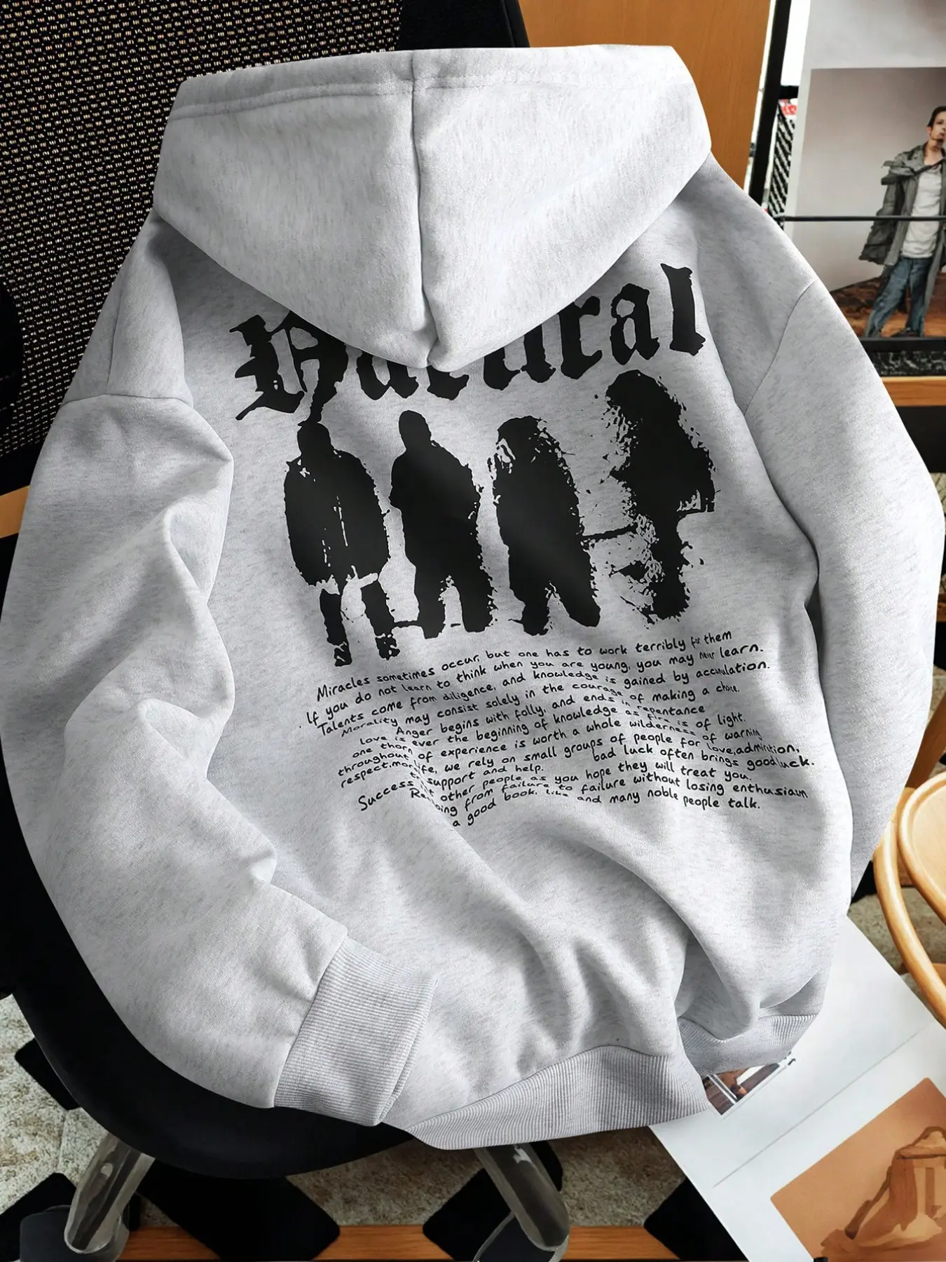 Men's Light Loose Fit Drop Shoulder Drawstring Hoodie, Street Style, Fall & Winter, Y2K Emo Fashion, Ideal Gift