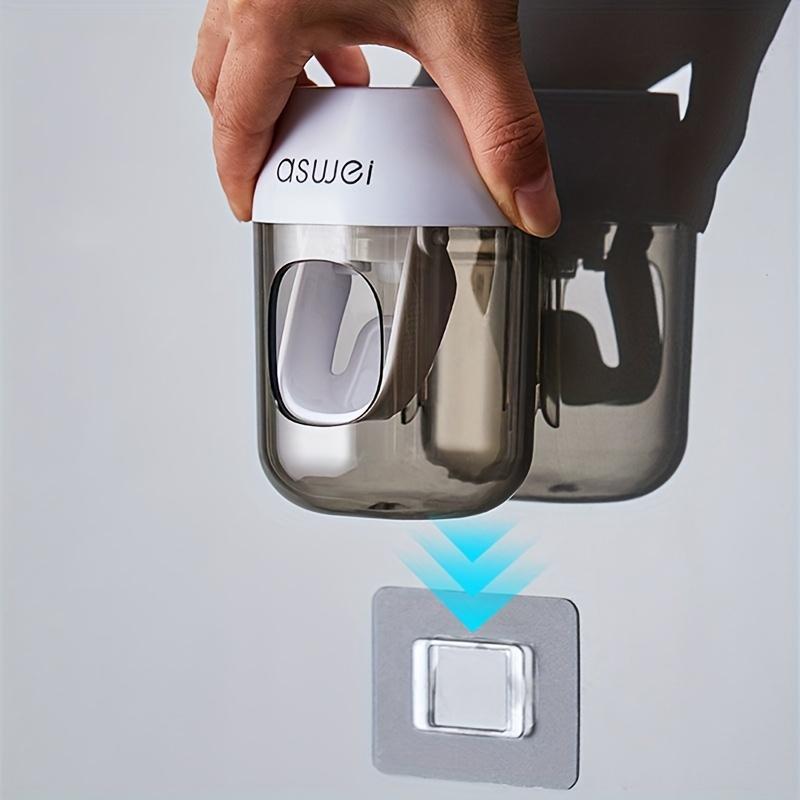 Automatic Toothpaste Dispenser Wall Mount Holder, No-Drill Waterproof Toothbrush Rack, Toothbrush Holders, Easy Install Bathroom Essential Upgrade