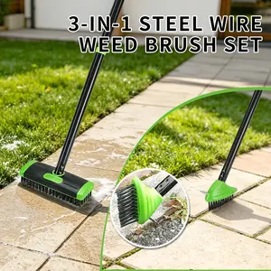 Three-In-One Steel Wire Weed Brush Set, Efficient Garden Tool for Weeding, Durable and Versatile, Perfect for Outdoor Maintenance
