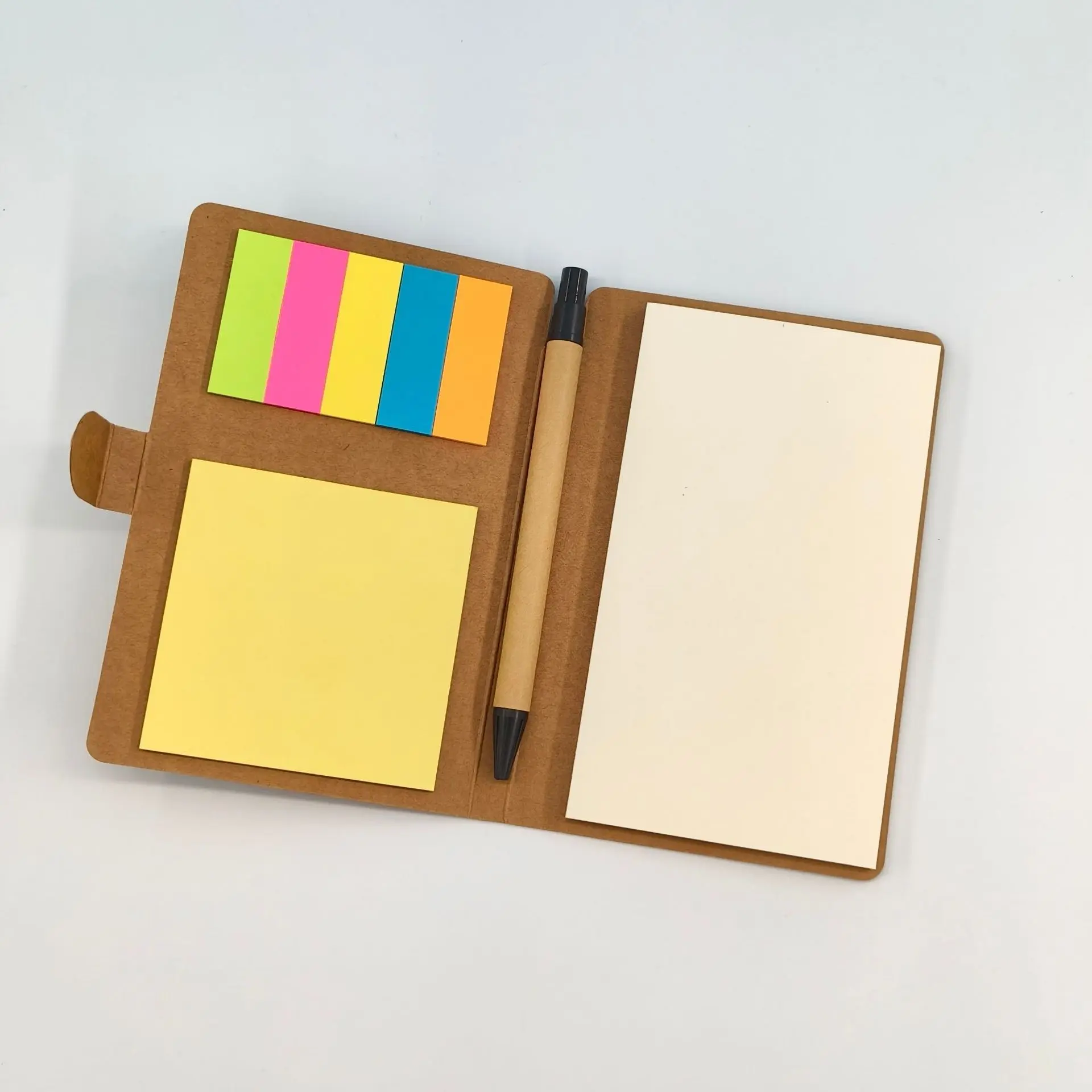 Multifunctional Kraft Paper Sticky Notes Notebook Set, Student Office Planner, Portable Notebook with Pen, Convenient Note-Taking Tool