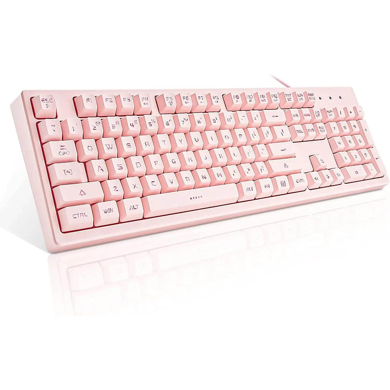 Wired Keyboard with Rainbow LED Backlit | Full Size 104 Key USB Gaming Keyboard,Quiet Creamy Typing and Double Shot Keycaps Light Up Keyboard for PC, , Laptop