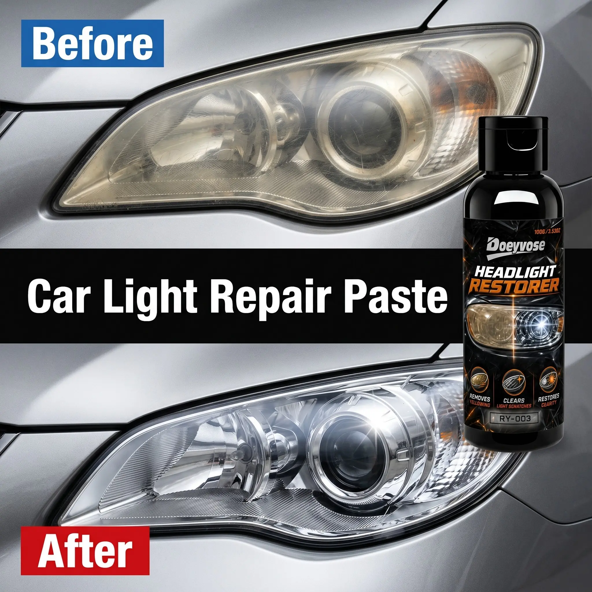 Headlight Repair Kit, Easy Operation, Polishing Restoration, Restorer, Quick Fix for Aging/yellowing/fogging, Restore 90% New Brightness, Universal Car Headlight Renovation Tool
