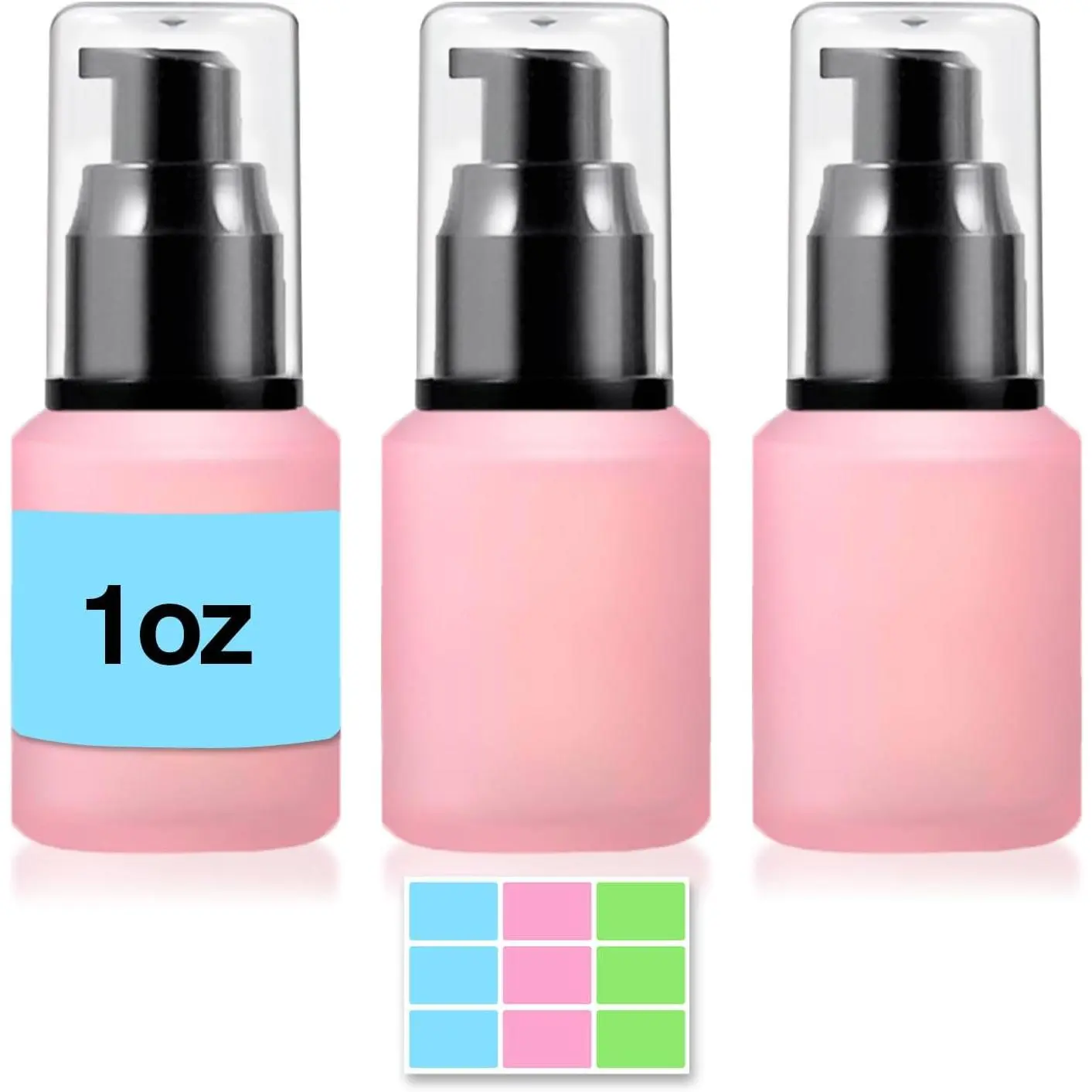 3 count 30ML/1OZ Empty  Frosted Glass Bottles with Pump for Cream | Refillable Vial,  Dispenser Jars, Storage Travel Lotion Container, Portable Sample Bottle for Toiletries, Foundation