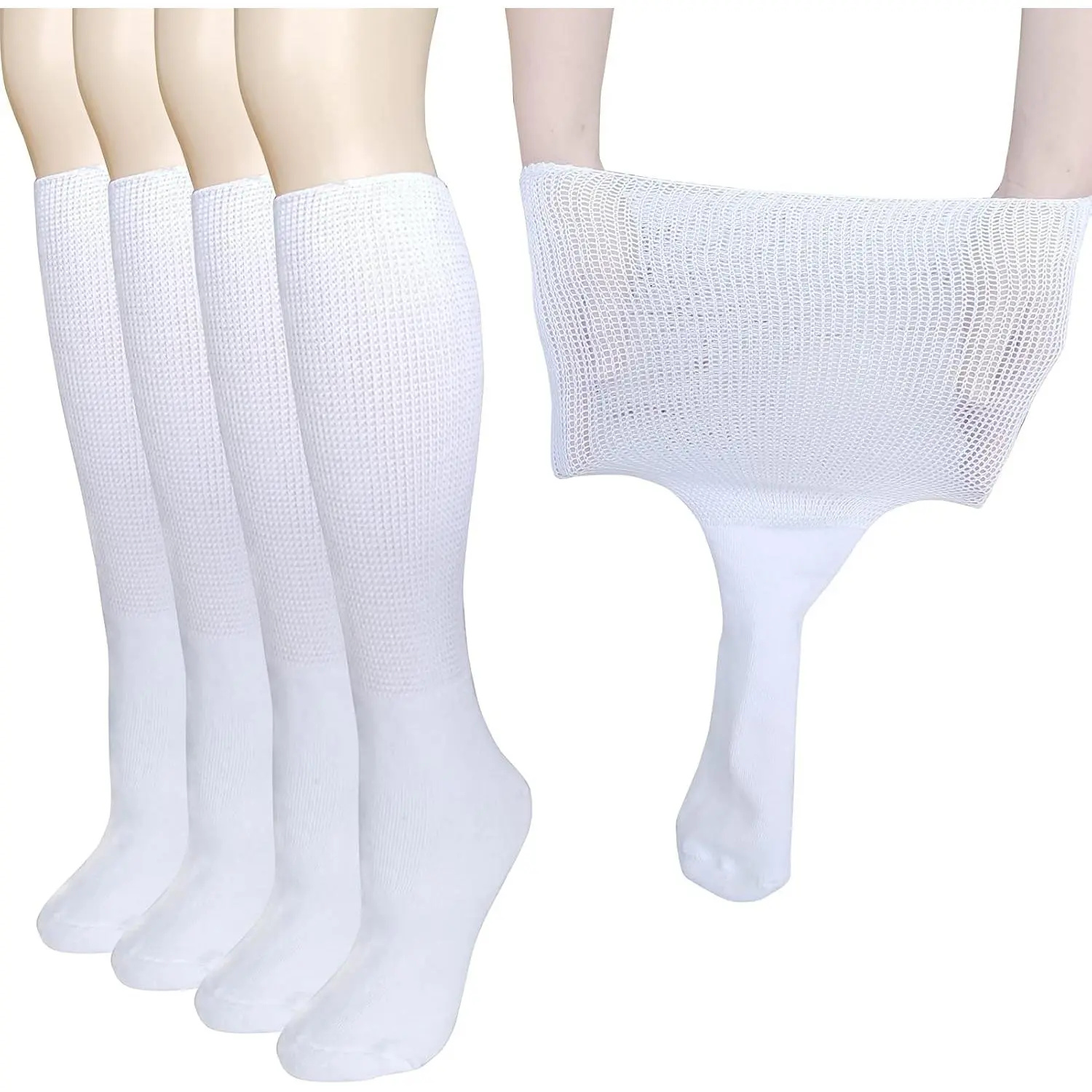 Extra Wide Socks for Lymphedema and Swollen Feet - Bariatric Cast Boot Socks for Men & Women - Diabetic Non-Binding Neuropathy Swelling Relief, 2 Pairs