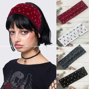Korean INS Trendy Star Rivet Decor Headbands for Women, Niche Design Elastic Hair Wraps, Stylish All-Match Daily Street Hair Accessories