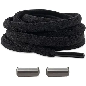 100cm/39inches Tieless Stretch Oval Shoe Laces with Metal Lock, Elastic Half Round Shoelaces for  Casual Shoes