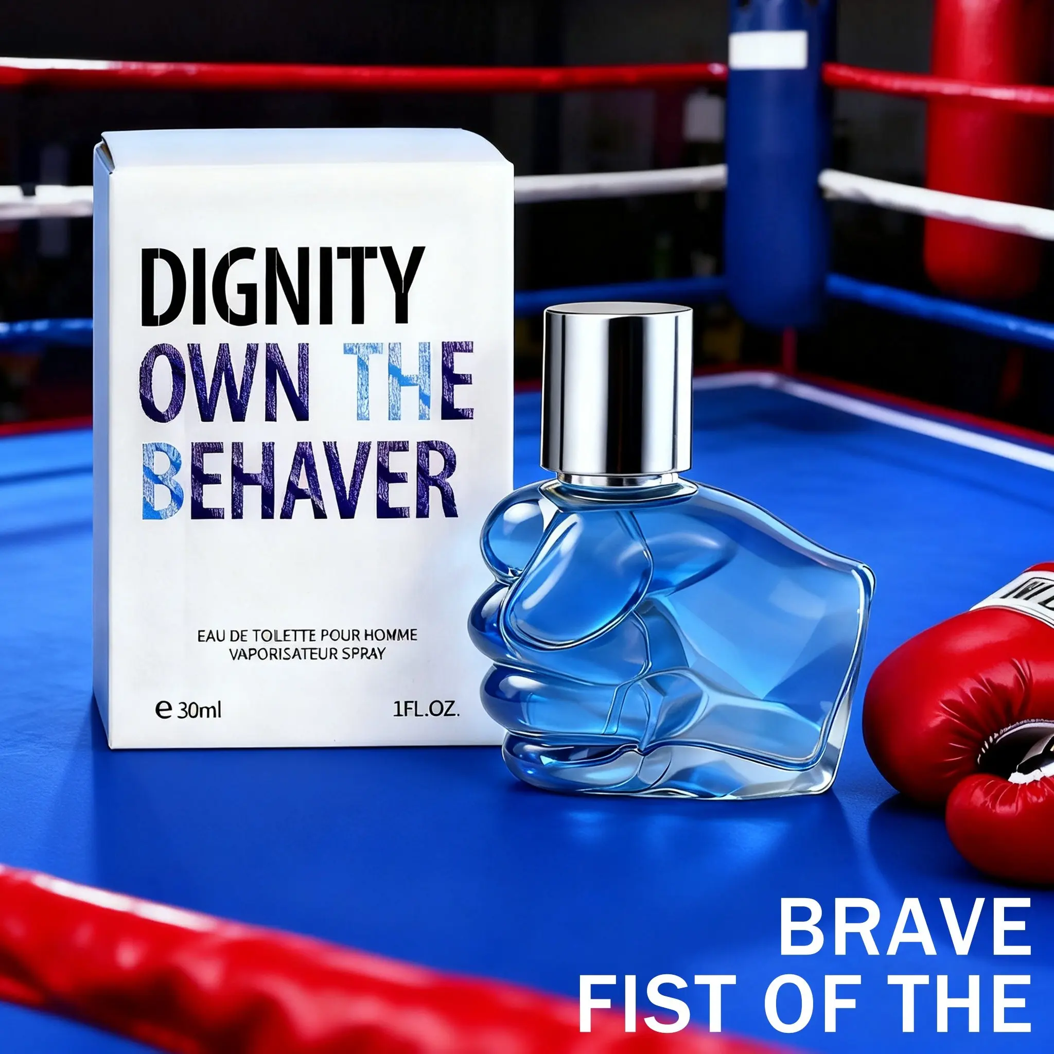 The "Brave Fist" men's perfume with fresh, long-lasting, Masculine fragrance, 30ml cologne in compact size, high-end design, silver bottle cap, suitable as gift for boys, scents of viole