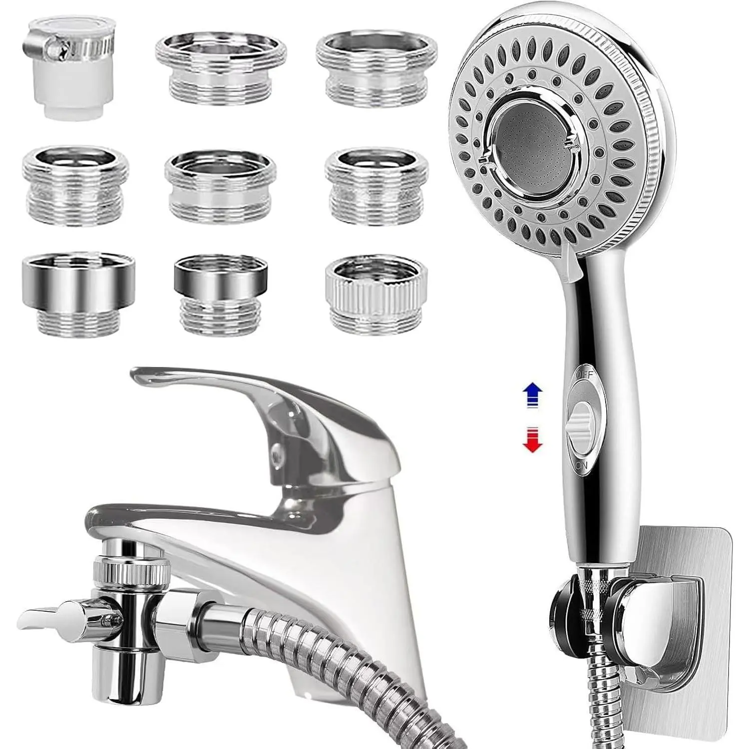 Shower  Sink - Faucet Bathtub, Hose Sprayer Attachment with 9 Adapters, 79" Hose for Hair Washing,   Rinse &  Bath, /OFF Extension for Tub Faucet, Utility Sink, Laundryroom, Garden