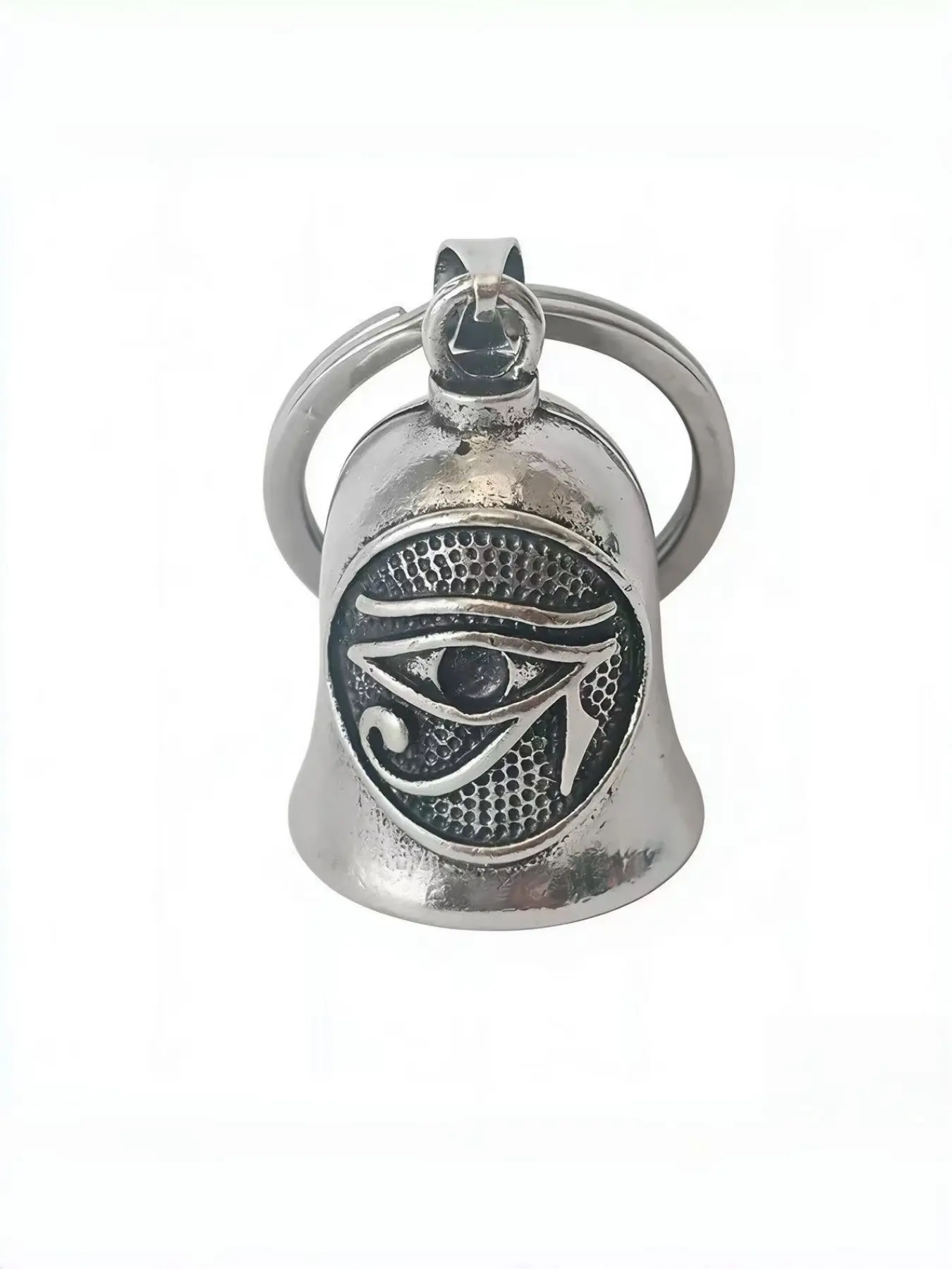 Vintage Horus Eye Bell Keychain, Punk Motorcycle Bell, Riding Lucky Bell Pendant, Unique Accessory for Bikers and Enthusiasts