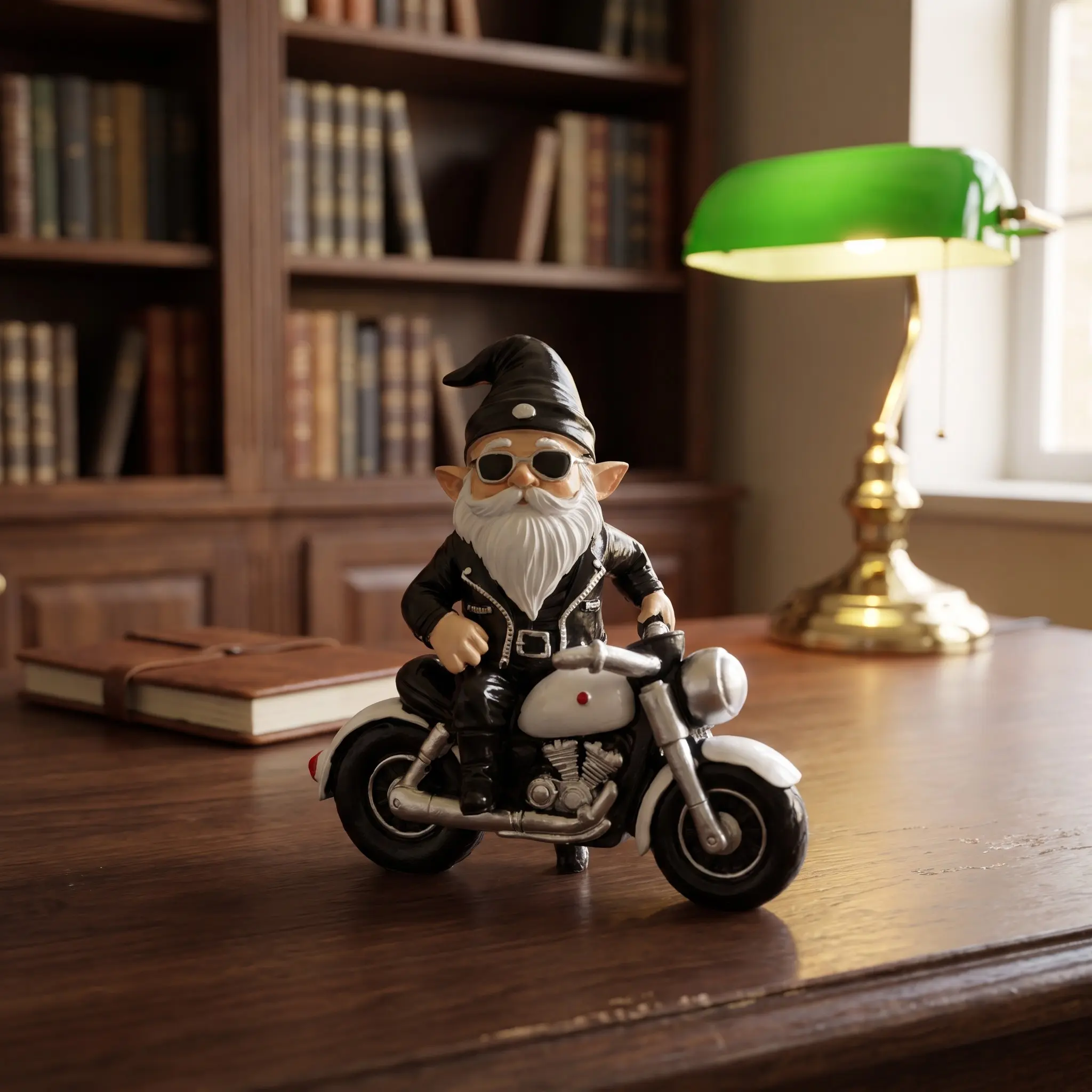 1pc Motorcycle Dwarf Statue Ornament, Resin Craft, Home Decor, Desktop Miniature, Creative Small Decoration, Gift Idea