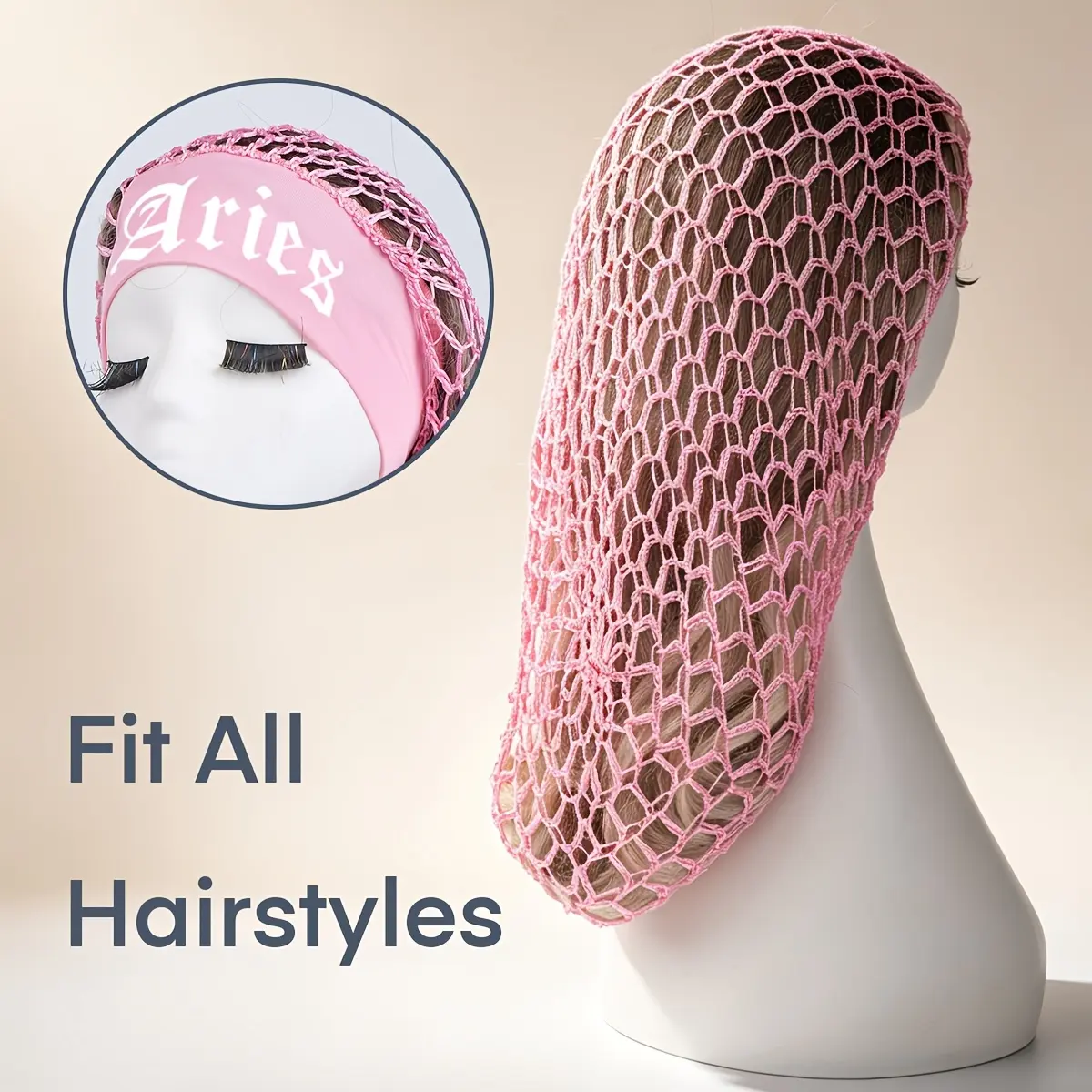 Zodiac Sign Hand-Crocheted Stretch Wide-Brim Hair Long Net Cap for Braids - Women's Soft Breathable Mesh Nightcap, Comfortable for Sleeping, Travel