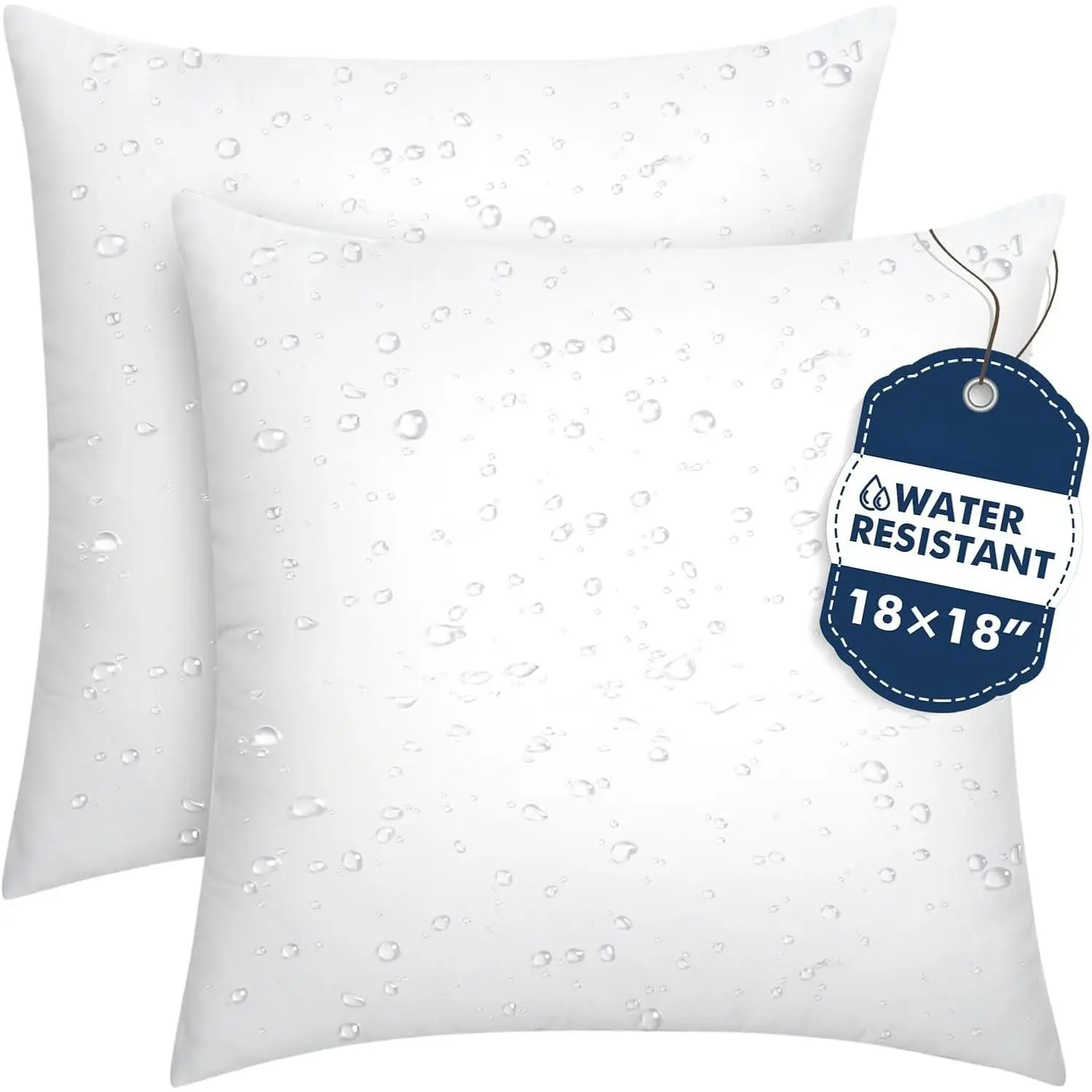 2 Pack 18x18 Outdoor Pillows, Water Resistant Throw Pillow Inserts | Square  Pillows, Decorative Pillow for Patio & Couch,  & Supportive, Convenient Zipper Design