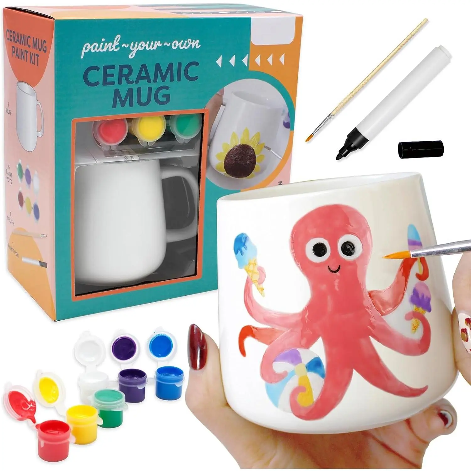 DIY Mug Painting Kit for Adults &  Includes Blank Ceramic Mugs to Decorate, Paintable Mugs, and Painting Supplies–  Your Own Mug for Mother's Day Father's Day!