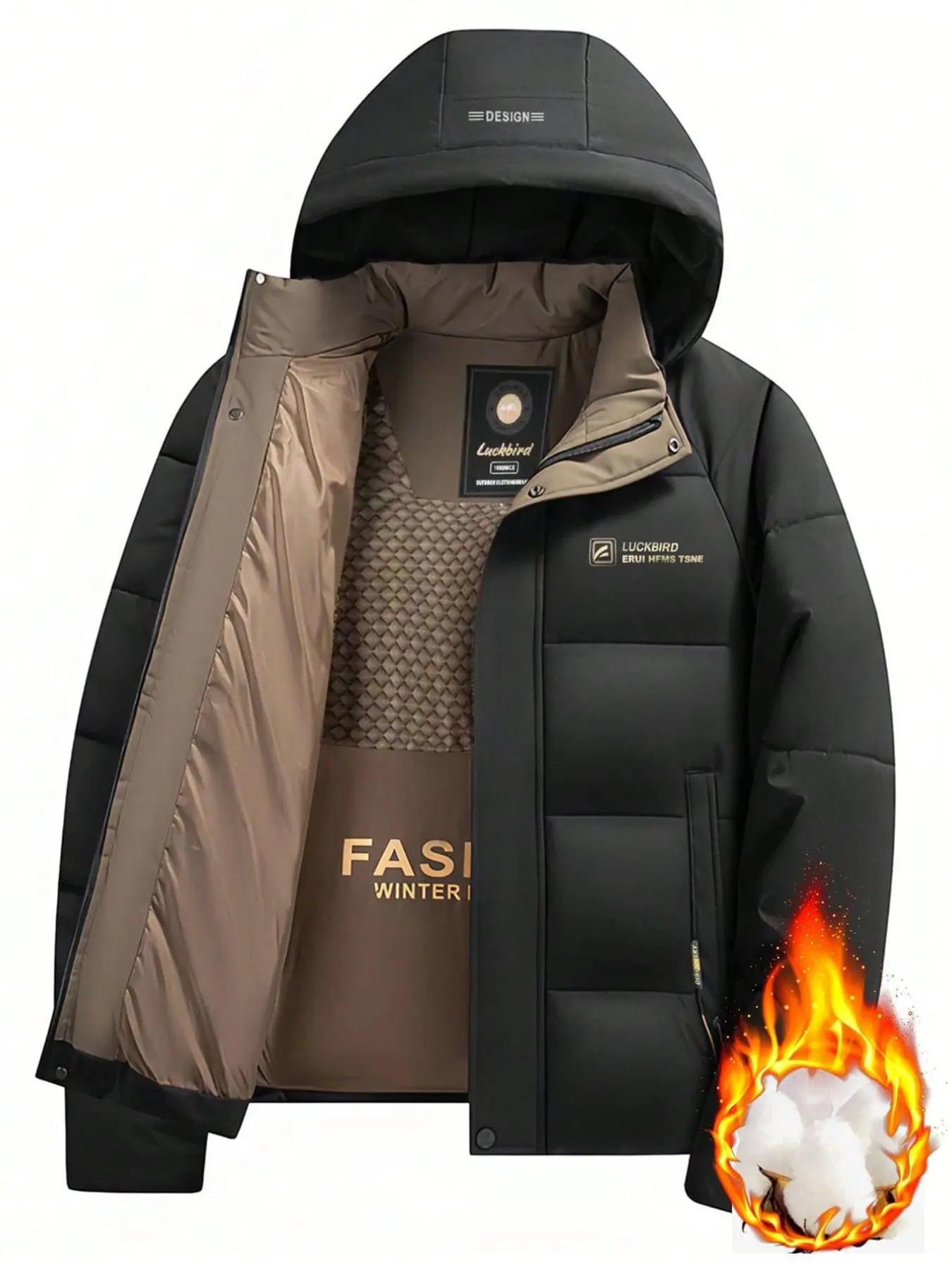 Men's Winter Jacket, Thickened Hooded Parka, Casual Outdoor Coat, Hiking Cycling Running Sports Jacket, Men's Outerwear