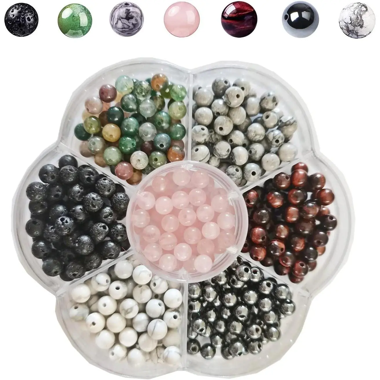 350 count 4mm  Stone Beads  Bracelet  Making Kit |  7 Color Real Round  Beads Bulk DIY for Necklace Earrings Making Beading Supplies