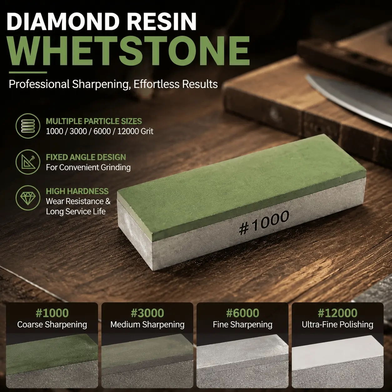 Dual Grit Diamond Sharpening Stone for Kitchen & Outdoor Knives - Portable, High Hardness Whetstone for Quick Edge Repair, Durable & Efficient, Keeps Blades Razor Sharp, Professional Grade EDC Tool