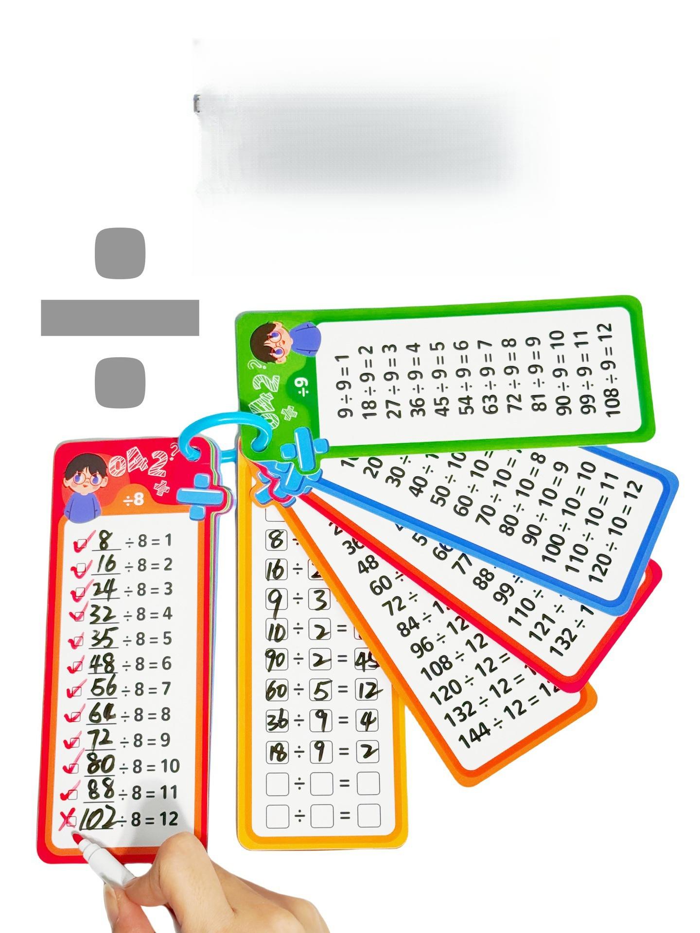 Addition, subtraction, multiplication, and division elementary school math arithmetic cards, erasable children's learning teaching aids, calculation training cards