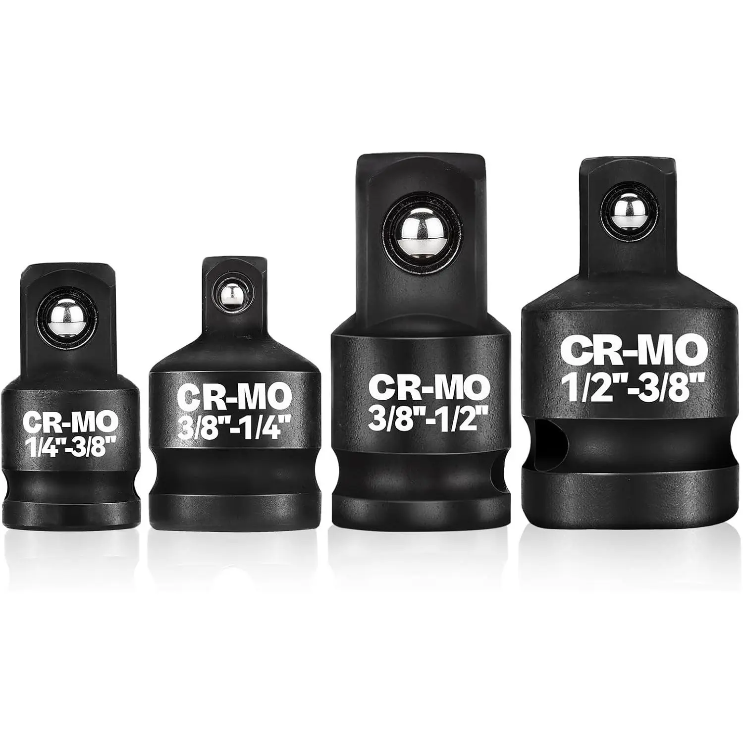 1/4" 3/8" 1/2"  Socket Adapter Reducer Set, 4 count Chrome Molybdenum Steel Drive Conversion Adapters, for Sockets and  Wrench