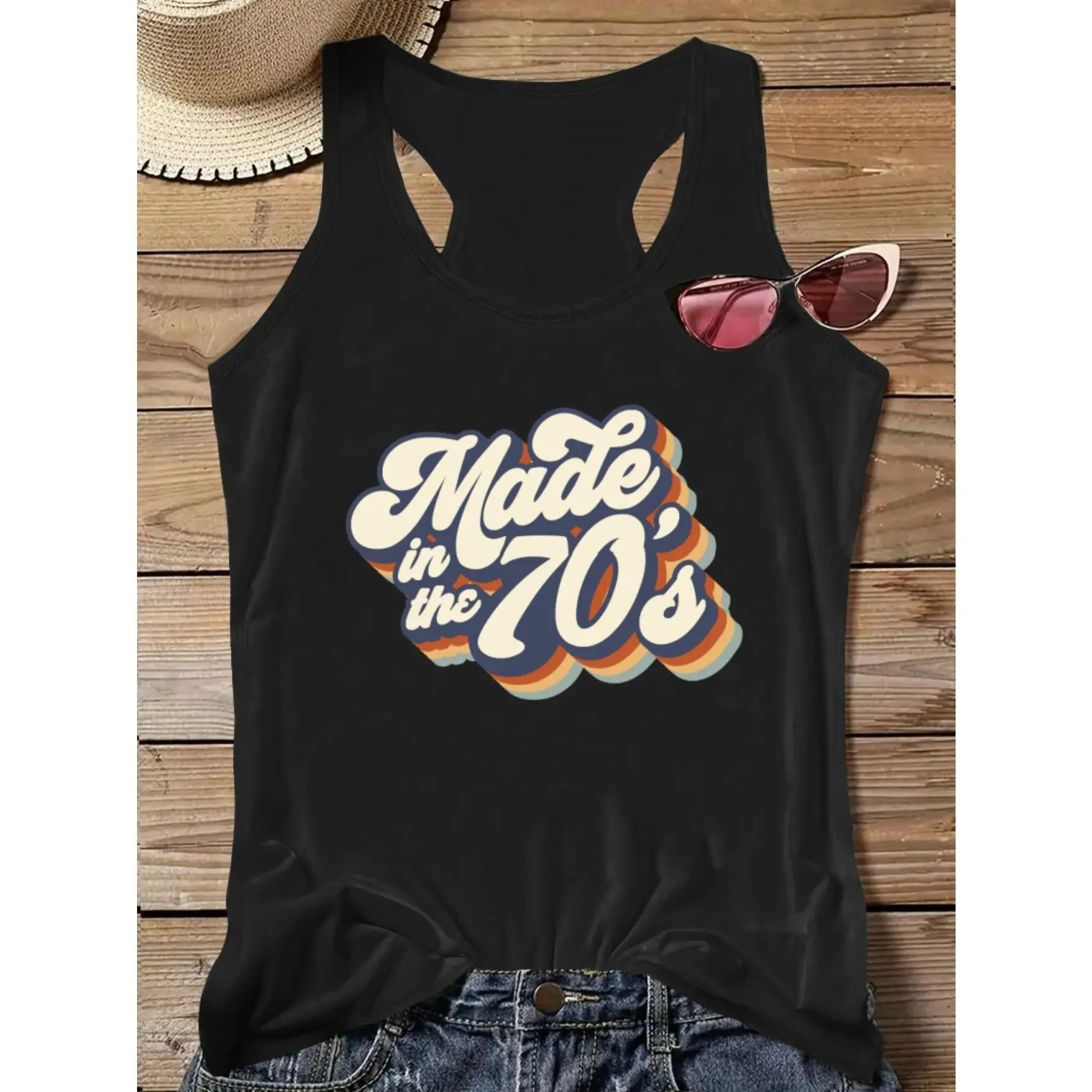 [Plus Size Tank Top] Plus Size - Plus Size - Plus Size Women's Fashion Hot Letter Tank Top