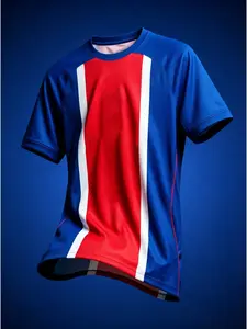 New 2026 France Team Theme Jersey, Breathable Quick-Dry Sports Wear, Simple Vertical Stripe Design, Unisex Round Neck Short Sleeve Top