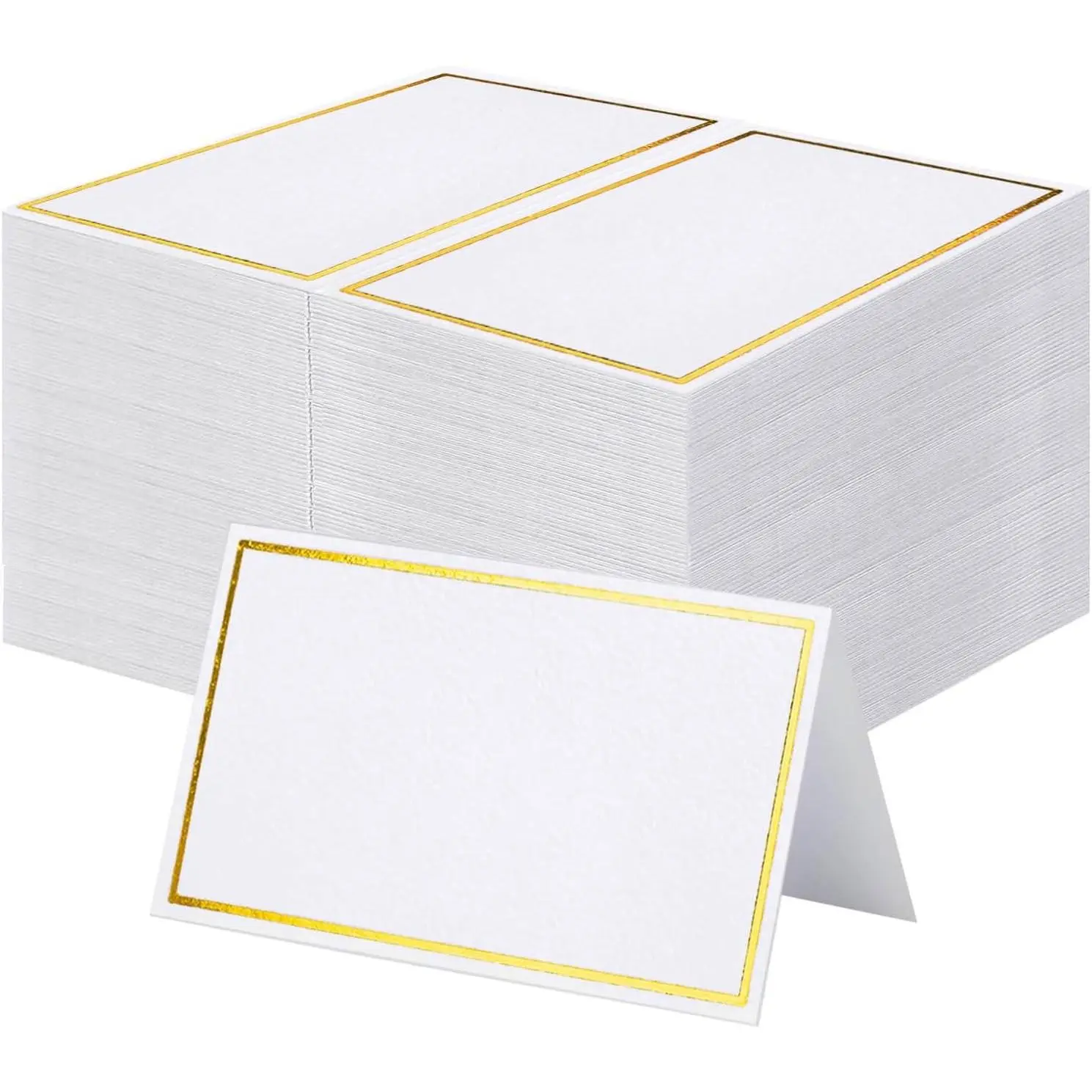 120Pcs Premium Place Cards, Small Table Cards with Gold Foil Border, 2" x 3.5" Tent Card, Escort Cards, Name Card, Wedding Place Cards for Wedding, Table, Dinner Parties, Seating Card