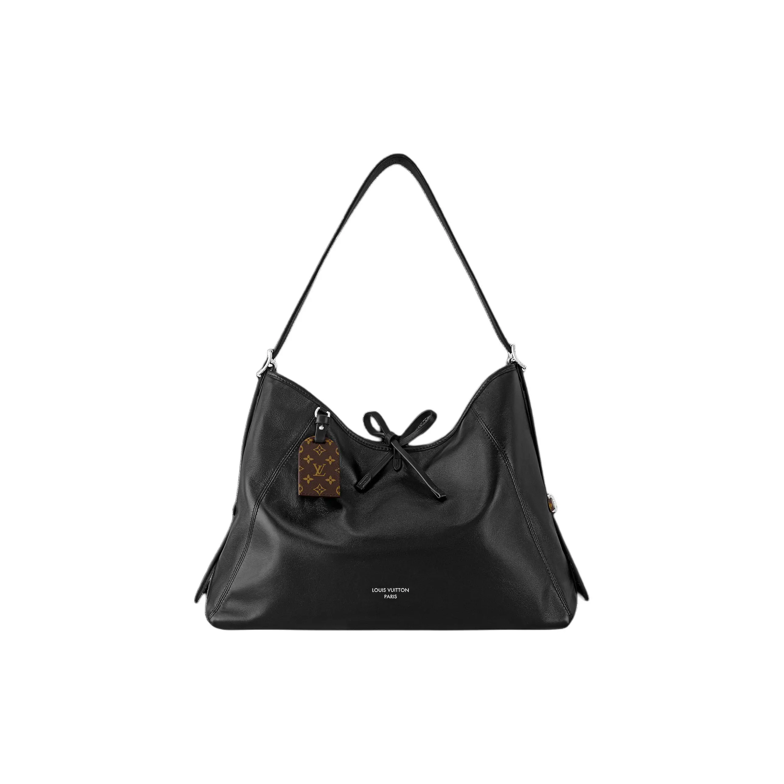 Women's Louis Vuitton Carryall MM Dark Monogram Everyday Purse - Black Lamb Leather Shoulder & Crossbody Bag