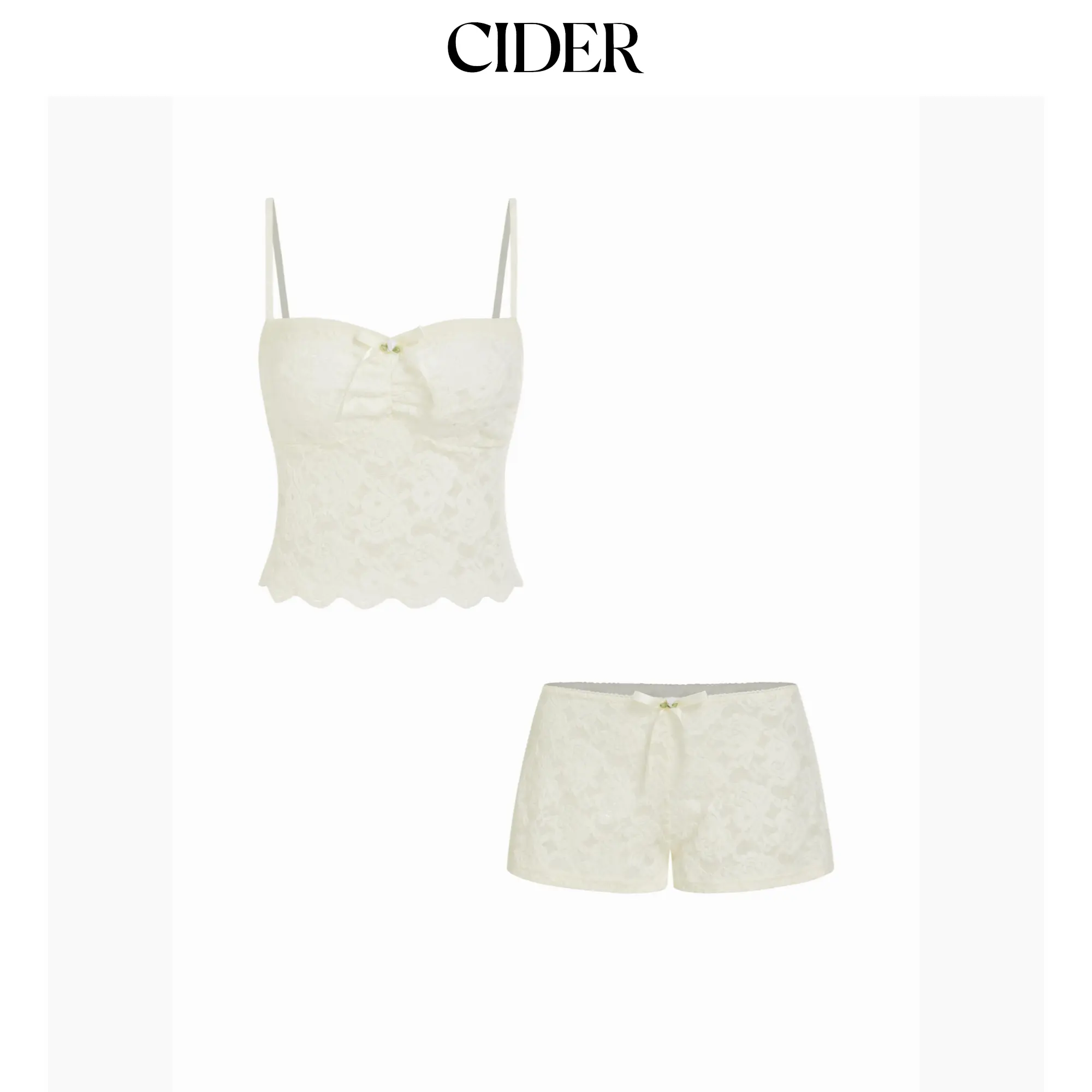 Cider Lace Sweetheart Crop Top & Low Rise Shorts Loungewear Set