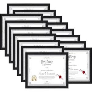 8.5 x 11 Picture Frame Set of 15, Black Photo Frames 8.5 by 11 for Certificate Diploma Document, Wall Hanging or Tabletop Display