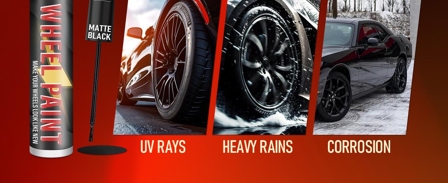 Matte Black Paint Pen, Matte Black Rim Touch Up Paint for Metal, Enamel, Car Wheel Scratch Flat Black Wheel Paint Pen, Universal Satin Matte Black Car Rim paint for Wheel Curb Rash, Scratches