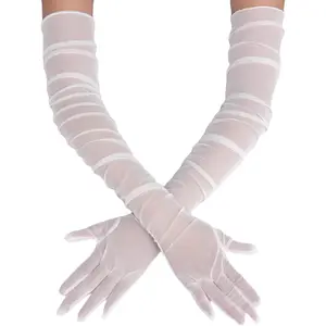 Women's Long Sheer Gloves Tulle Mesh Gloves 1920s Wedding Opera Tea Party Dance GloveGift.