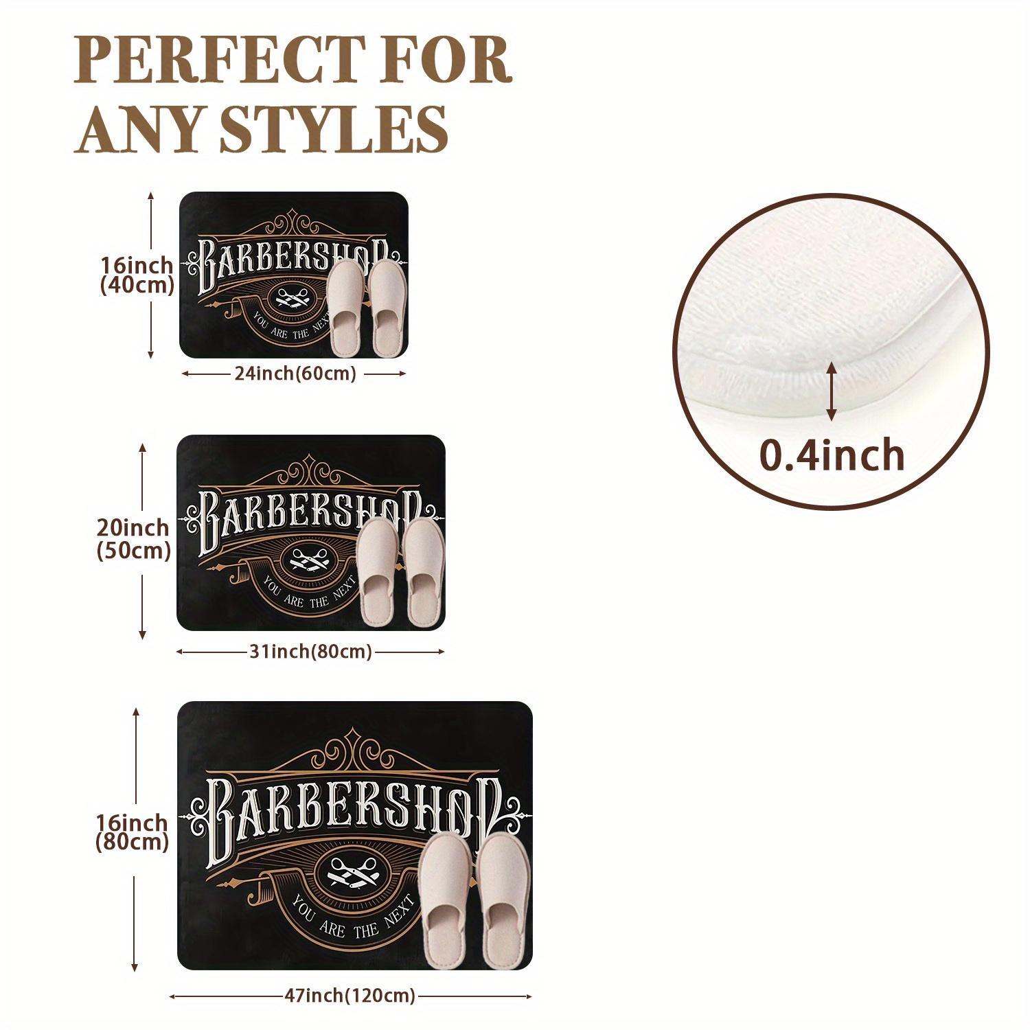 Vintage Barbershop Doormat Heavy-duty Non-slip Mat with Crossed Scissors & Razor Design in Black & Gold Machine-washable for Entryways Bathrooms or Salons Perfect Barber Gift & Retro Decor for Home Lovers