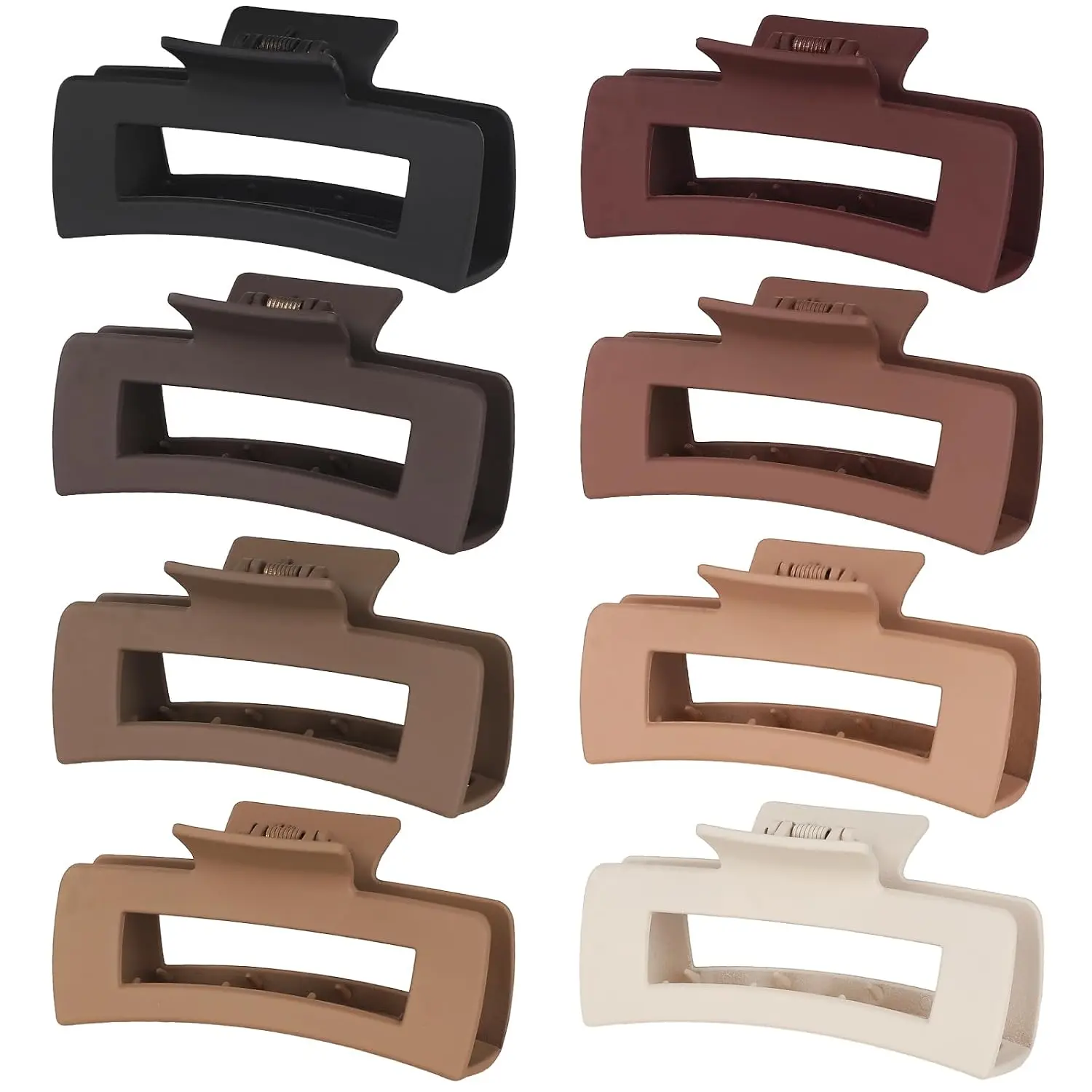 Large Hair Clips for Women, Hair Accessories for Girls - Coffee Red | 8 count Square Matte Hair Claw Clips for Thick & Thin Hair, 4.1Inch Neutral Rectangular Hair Clips,  Hold Non-Slip