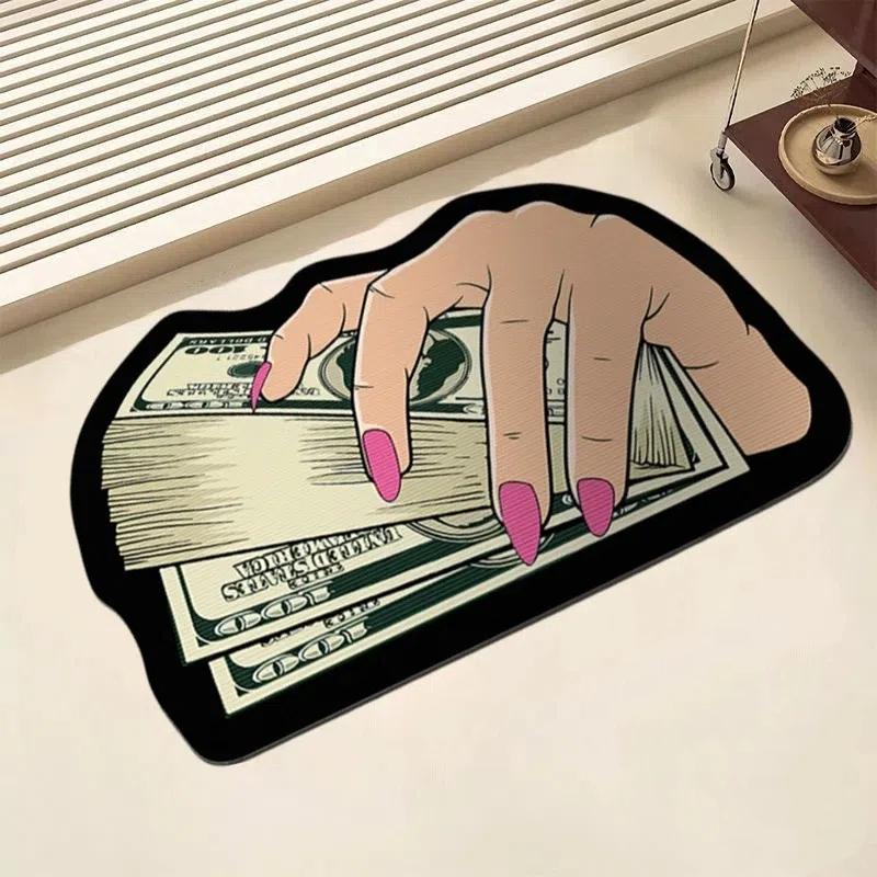Creative 3D Dollar Pattern Floor Mat, 1 Count Colorful Non-slip Soft Floor Carpet, Decorative Area for Home Living Room Bedroom Study Room Hotel, Home Decor Rugs
