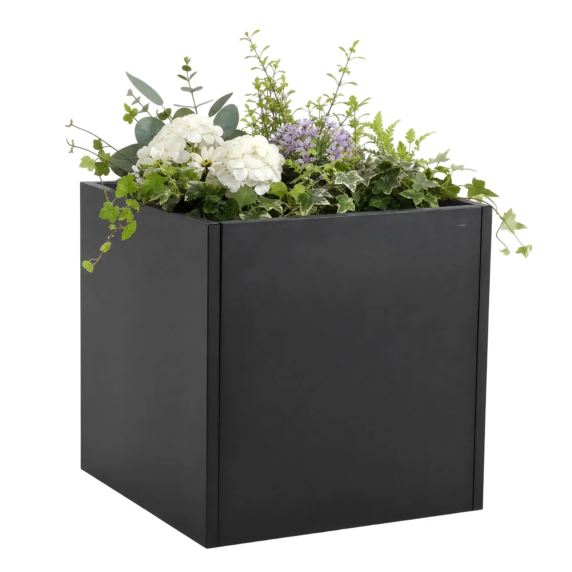 Heavy-Duty Square Metal Planter Box - Raised Garden Bed Cube with Adjustable Divider, Double-Layer Iron Outdoor Planter for Patio, Porch & Backyard Flowers/Vegetables - 20/26 in