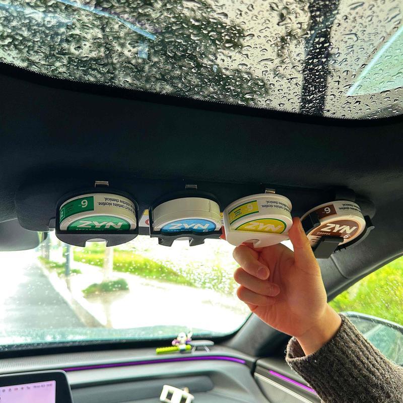 Dip Can Holder for Car Visor - Universal Clip-On Black Organizer, Compact & Durable Holder for Round Cans, Perfect for Trucks, Cars and SUVs,Essential Accessory for Zyn Pouches