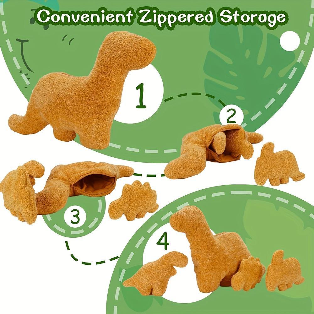 Dinosaur Design Plush Toy Set, 1 Stegosaurus Stuffed Toy with 3 Small Dinosaurs, Super Soft Fluffy, Cute Plushies for Teens, Pets and Adults, Gift Men and Women, Soft Stuffed Animal