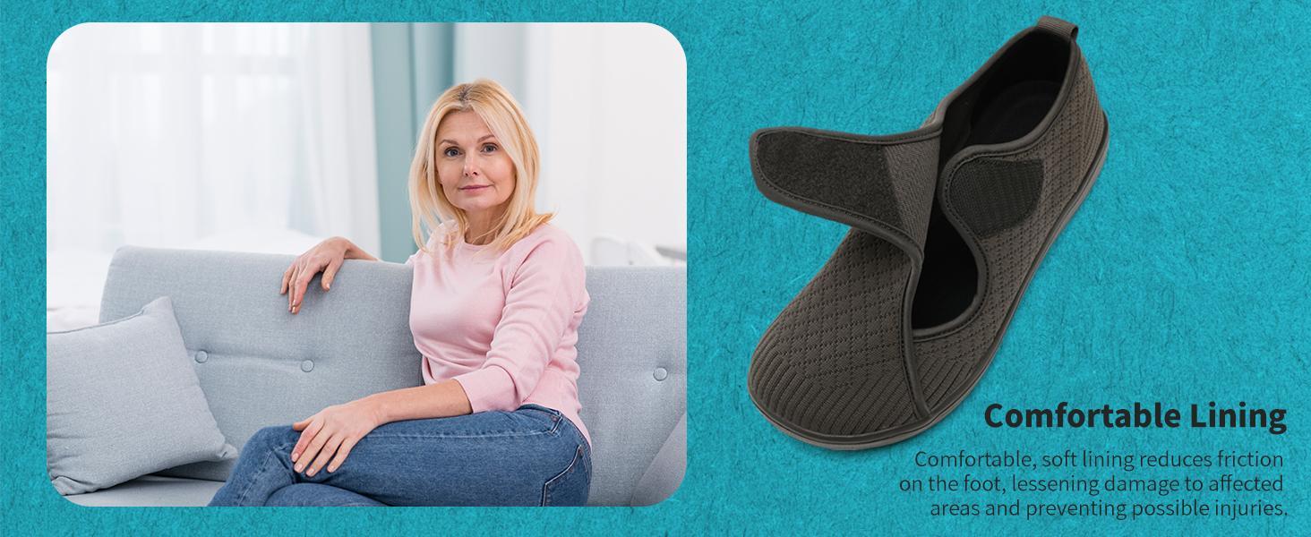 Women Diabetic Shoes with Wide Toe and Adjustableclosure Comfortable Easy On/Off for Walking Lightweight and Breathable SpringStatements