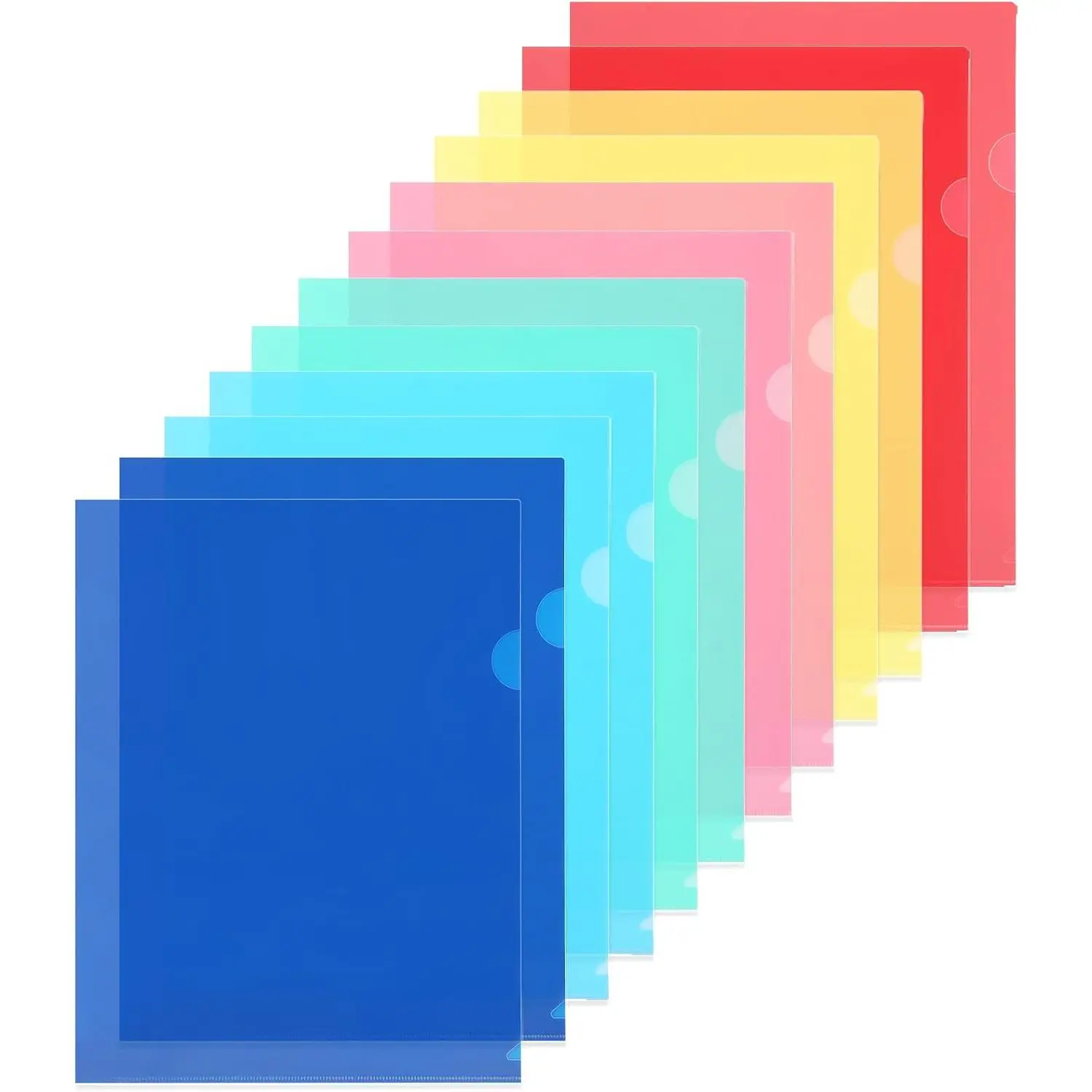 12 Pack Clear Document Folders, Plastc Transparent Folders Copy Safe Project Pockets, for Letter Sze Sheets, 6 Vbrant Color