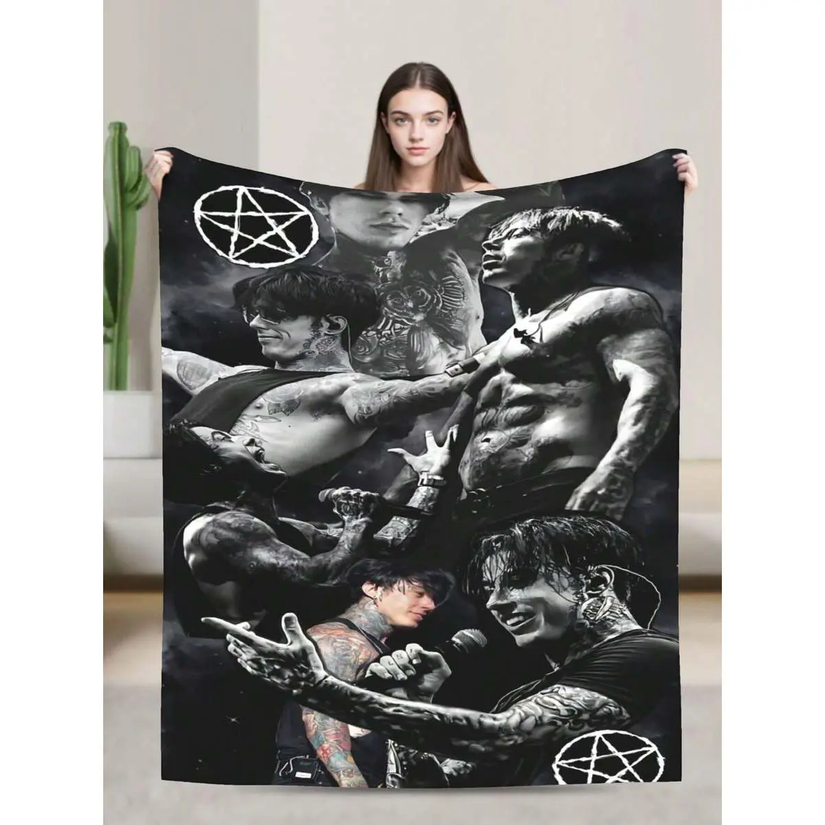 Gothic Rock Theme Warm Blanket, Breathable Air-Conditioning Blanket, Car Blanket, Classic Outdoor Blanket, Picnic Blanket, Suitable for All Seasons