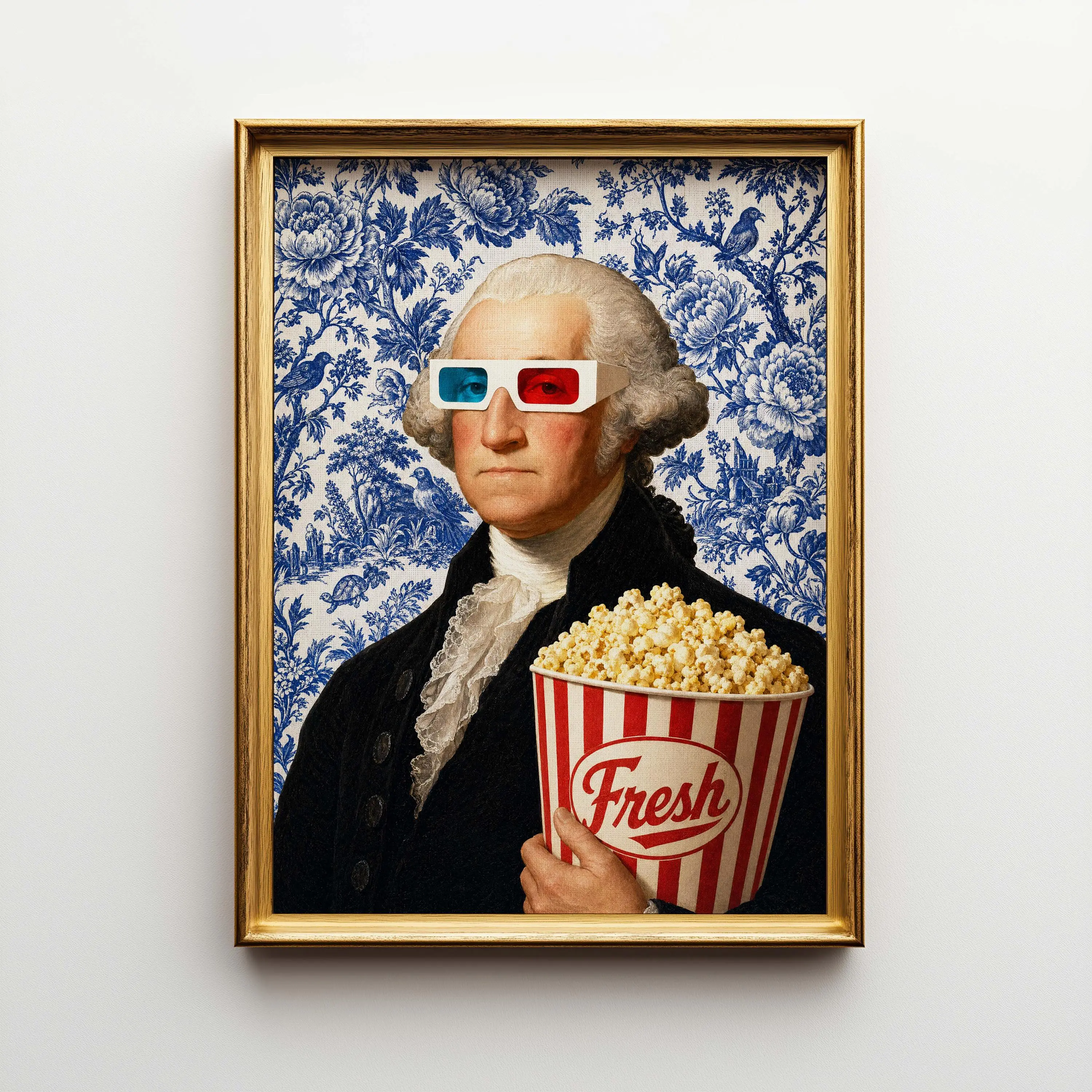 George Washington Pop Art Poster & Canvas | Funny 3D Glasses Altered Art | Home Theater Decor Gift G9W7AK