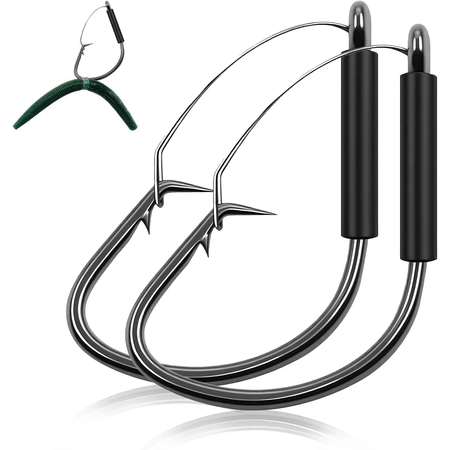 Weedless Wacky  Hooks, 25-Pack Wacky Worm Hooks for Bass |  Wide-Gap Fishing Hooks with Protective Guard for Snag-Free Wacky, Neko, Drop Shot and  Rigs