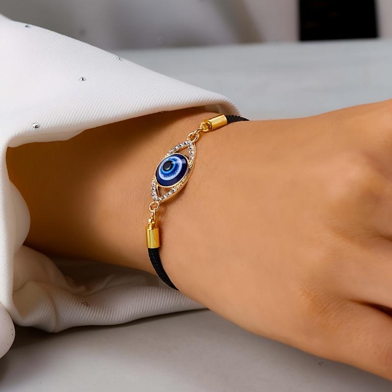 DB- Evil Eye Bracelet for Women & Men, Turkish Style Enamel Protection Charm, Adjustable Cord Spiritual Jewelry, Lightweight Stackable Accessory for Daily Wear Birthday Gift-DB
