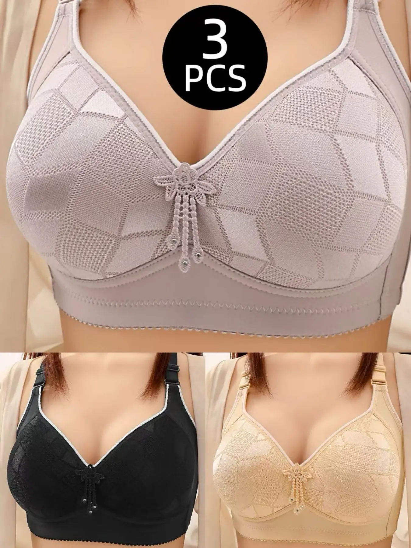 Women's Lace Underwireless Push-Up Bra Set, Seamless Comfort Fit Design, Breathable Soft Fabric, All-Day Support Perfect Choice